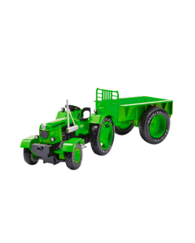 Metalowy Traktor Rolniczy Z Przyczepą Zielony 1:18