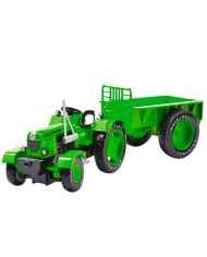 Metalowy Traktor Rolniczy Z Przyczepą Zielony 1:18