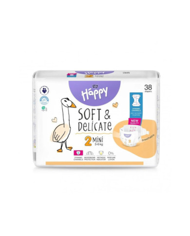Pieluszki Bella Happy 2 Newborn Soft & Delicate 3-6 kg 38 szt.