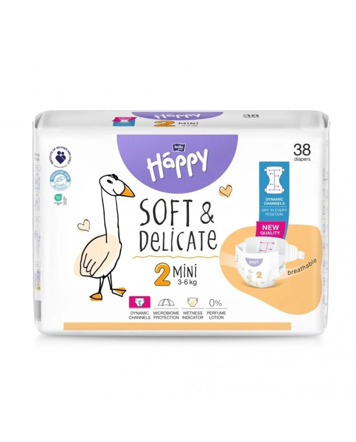 Pieluszki Bella Happy 2 Newborn Soft & Delicate 3-6 kg 38 szt.