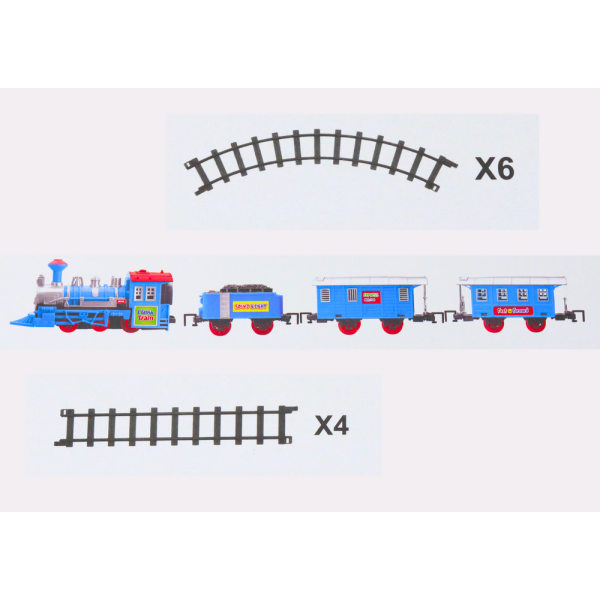 Zestaw Pociąg 3 Wagony Na Baterie Tory Efekty Świetlne i Dźwiękowe