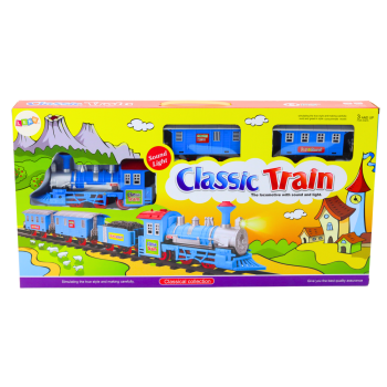 Zestaw Pociąg 3 Wagony Na Baterie Tory Efekty Świetlne i Dźwiękowe