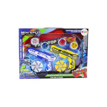 Zestaw Pistoletów Wyrzutnia 4 Metalowe Krążki Niebieski Żółty Światła