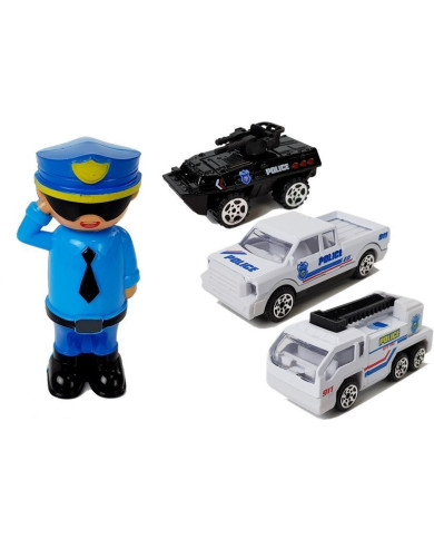 Auto Policyjne Schowek Garaż  2w1 Policjant Małe Autka Dźwięk Światła