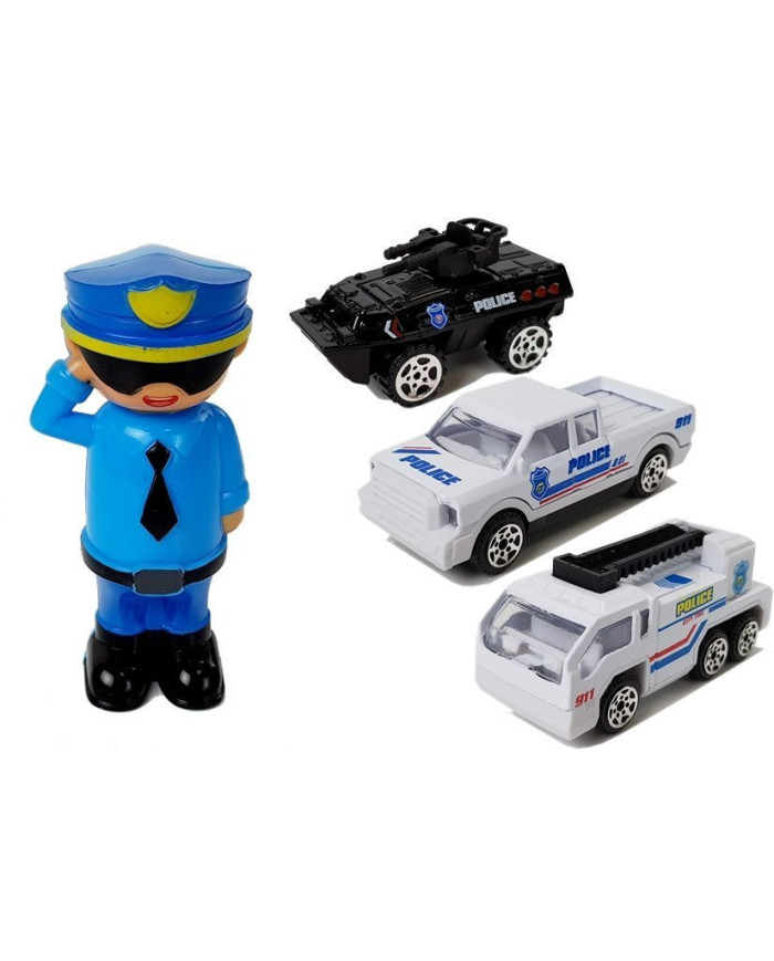 Auto Policyjne Schowek Garaż  2w1 Policjant Małe Autka Dźwięk Światła