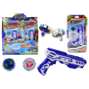 Zestaw Pistolet Wyrzutnia 2 Metalowe Krążki Niebieski Światła