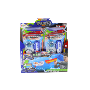 Zestaw Pistolet Wyrzutnia 2 Metalowe Krążki Niebieski Światła