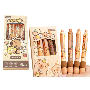 Zestaw Długopisów Z Kapibarą 6 Sztuk Niebieski Tusz