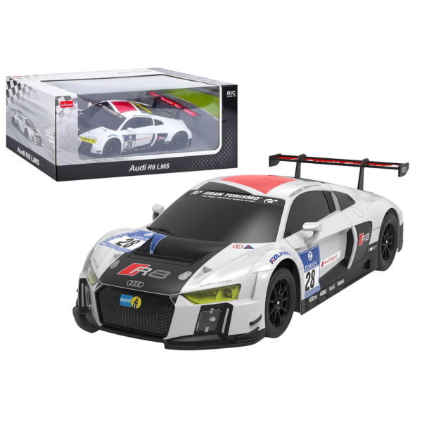 Auto R/C 1:24 Zdalnie Sterowane Sportowe AUDI R8 LMS Biało-Czarne