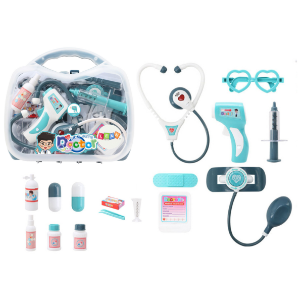 Zestaw Medyczny Małego Doktora W Walizce Światła Dźwięki Niebieski