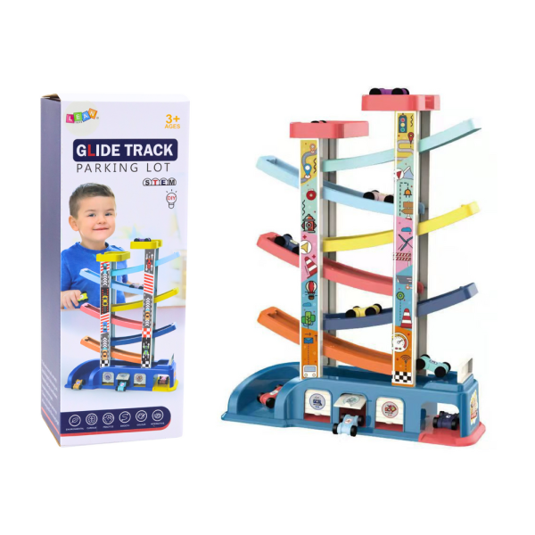 Tor Zjeżdżalnia Dla  Kolorowych Autek 6 Samochodzików