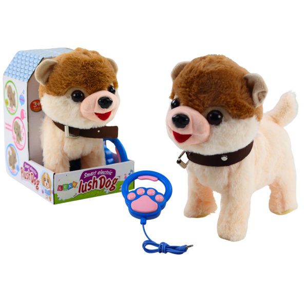 Pies Interaktywny Na Smyczy Chodzi Tańczy Śpiewa Biało Beżowy