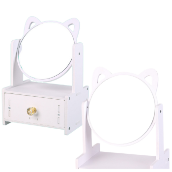 Mini Toaletka Lusterko Do Makijażu Szuflada Uszy Drewniana Biała