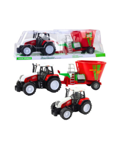 Traktor Rolniczy Farmerski Z Przyczepą Mieszalnik Paszy Czerwony 60cm