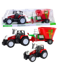 Traktor Rolniczy Farmerski Z Przyczepą Mieszalnik Paszy Czerwony 60cm