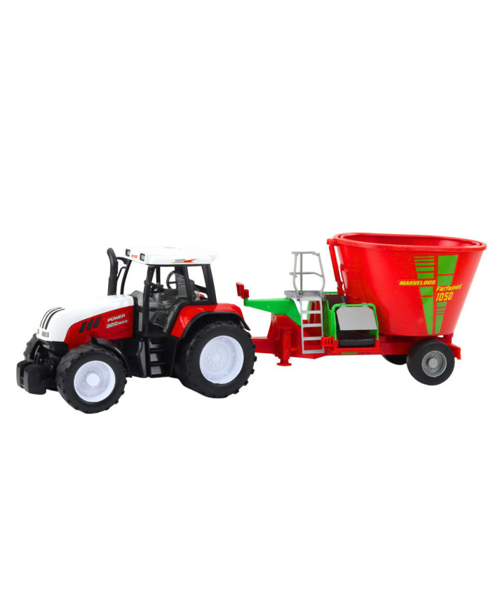 Traktor Rolniczy Farmerski Z Przyczepą Mieszalnik Paszy Czerwony 60cm