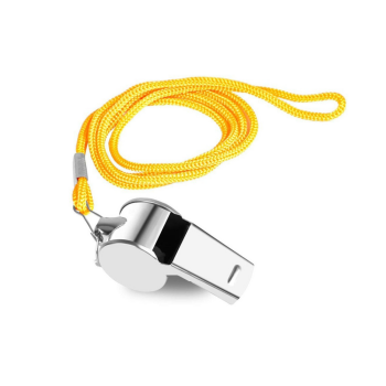 Gwizdek Sędziowski Z Kulką Metalowy Żółty Sznurek 40cm