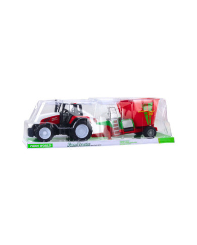 Traktor Rolniczy Farmerski Z Przyczepą Mieszalnik Paszy Czerwony 60cm