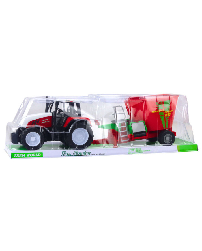 Traktor Rolniczy Farmerski Z Przyczepą Mieszalnik Paszy Czerwony 60cm