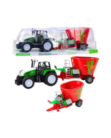 Traktor Rolniczy Farmerski Z Przyczepą Mieszalnik Paszy Zielony 50cm