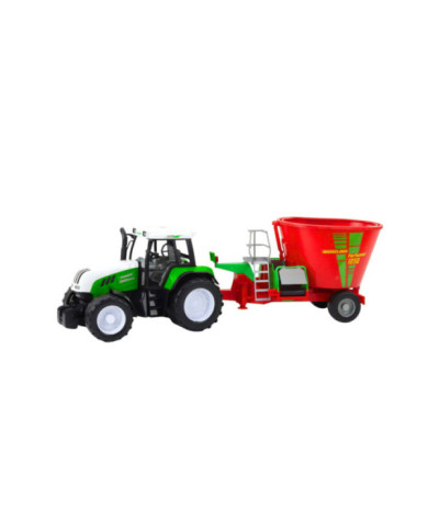 Traktor Rolniczy Farmerski Z Przyczepą Mieszalnik Paszy Zielony 50cm
