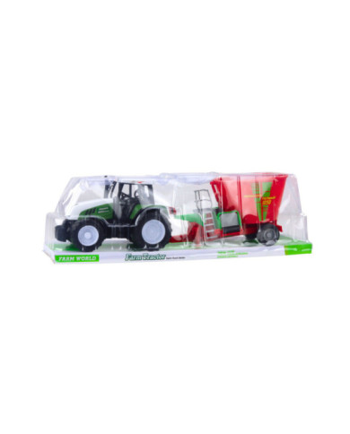 Traktor Rolniczy Farmerski Z Przyczepą Mieszalnik Paszy Zielony 50cm
