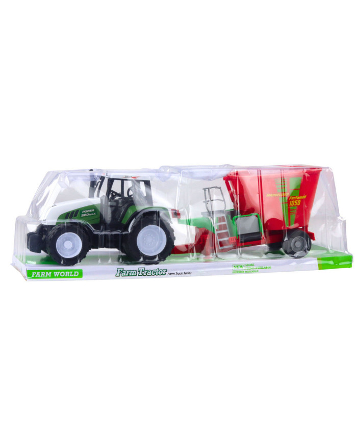 Traktor Rolniczy Farmerski Z Przyczepą Mieszalnik Paszy Zielony 50cm