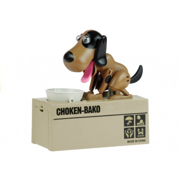 Skarbonka Pies Zjadający Monety Ciemny Brąz Łatki