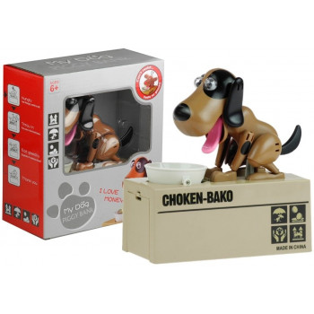 Skarbonka Pies Zjadający Monety Ciemny Brąz Łatki