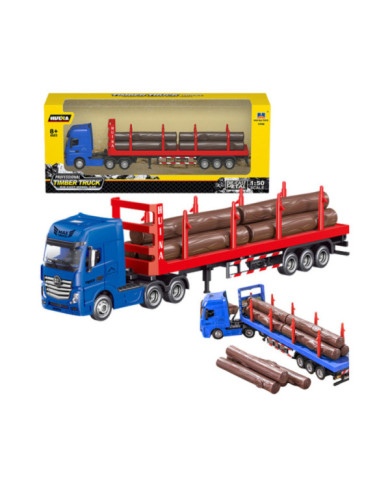 Ciężarówka Transport Drewna Metalowa Huina 1:50 Czerwona