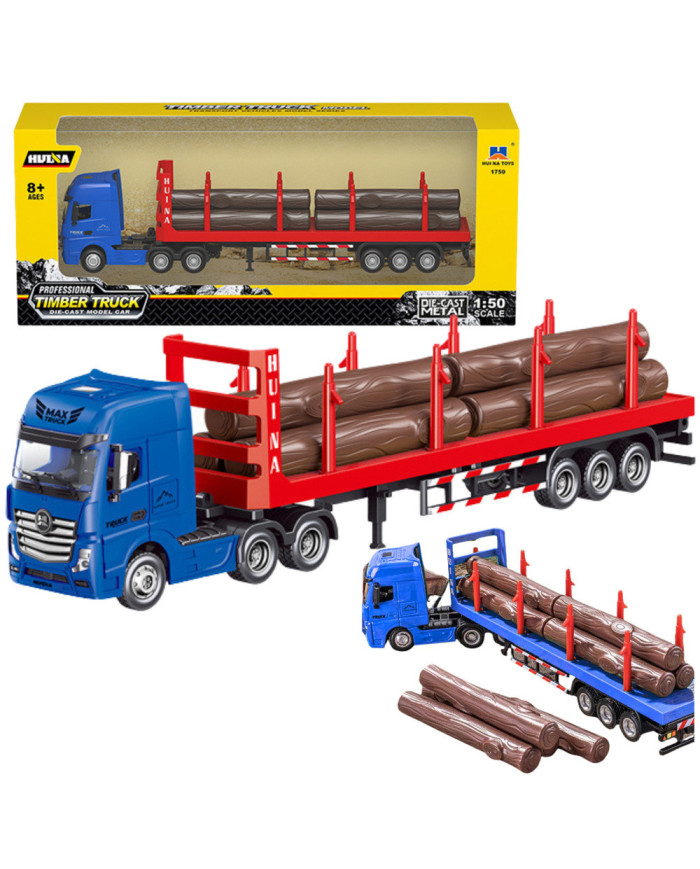 Ciężarówka Transport Drewna Metalowa Huina 1:50 Czerwona