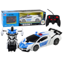 Samochód R/C Policyjny 2w1 Auto Robot Dźwięki Światła