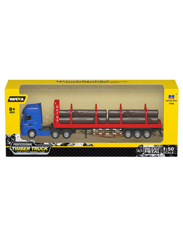 Ciężarówka Transport Drewna Metalowa Huina 1:50 Czerwona