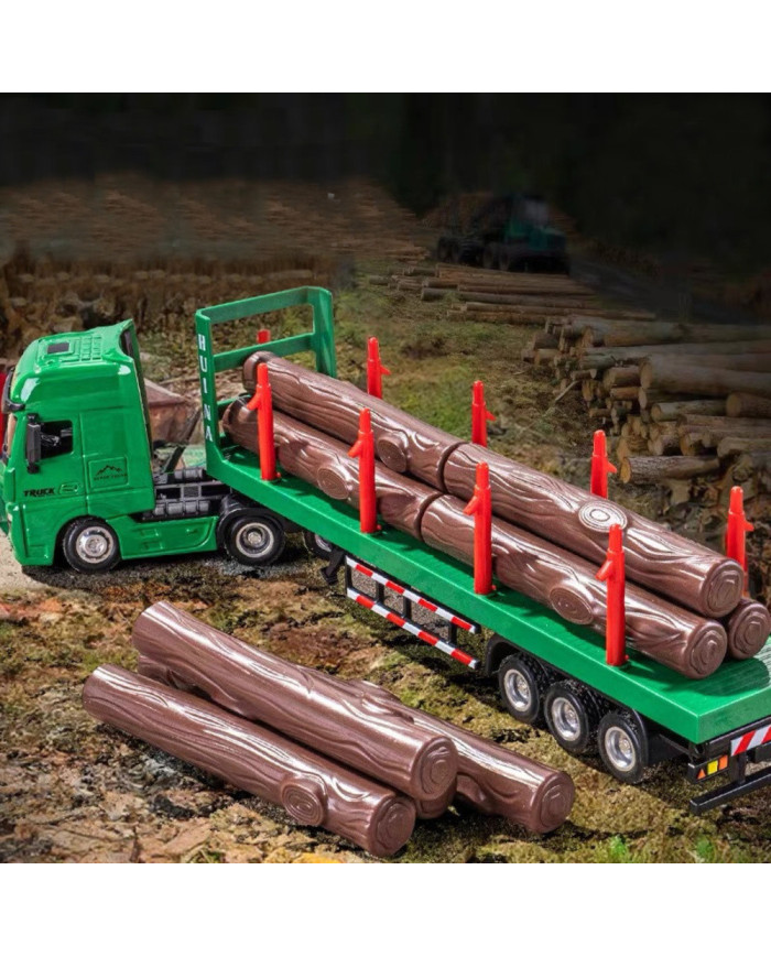 Ciężarówka Transport Drewna Metalowa Huina 1:50 Zielona