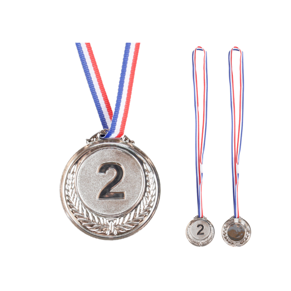 Srebrny Medal Drugie Miejsce Nagroda Trofeum Cynkowy 6,5cm