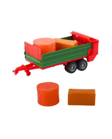 Traktor Rolniczy Farmerski Z Zieloną Przyczepą i Sianem Czerwony 62cm