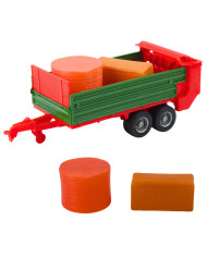 Traktor Rolniczy Farmerski Z Zieloną Przyczepą i Sianem Czerwony 62cm