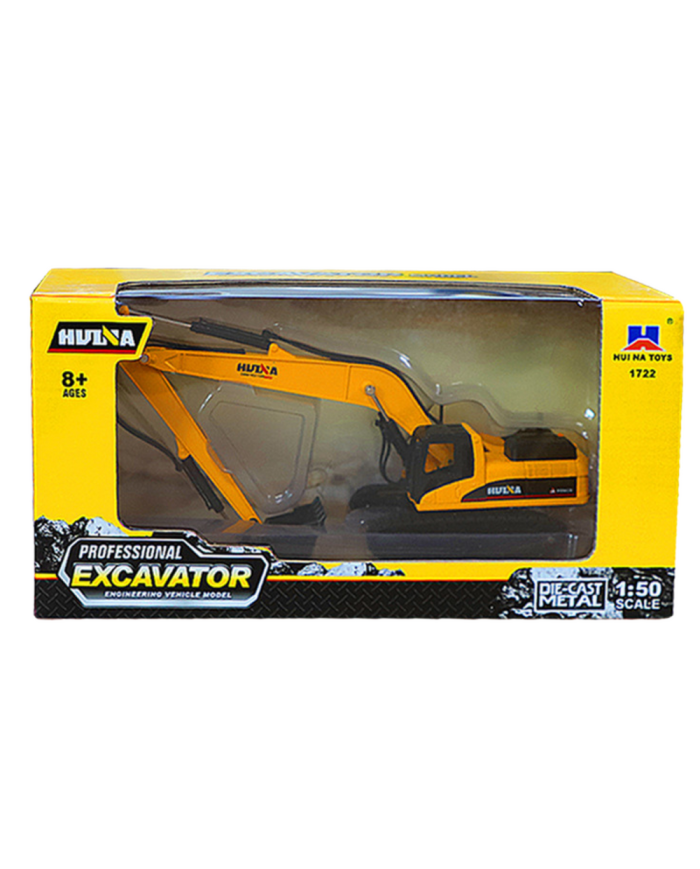 Koparka Gąsienicowa Metalowa Ruchome Ramię Huina Żółta 1:50