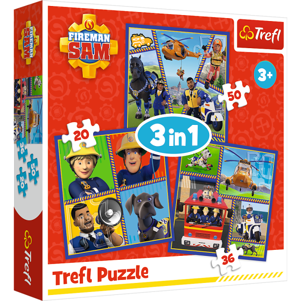 Puzzles "3in1" - Dzień Strażaka Sama / Prism AandD Fireman Sam 34868