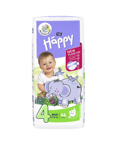 Pieluszki Happy New Flexi Fit Maxi (4) 8-18 kg - 46 szt.