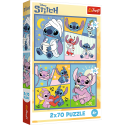 Puzzle - 2x70 - Ze Stitchem nie ma nudy - Disney Lilo and Stitch Trefl 34444
