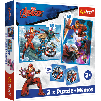 Puzzle - 2w1 + memos - Bohaterowie w akcji / Disney Marvel The Avengers Trefl  93333