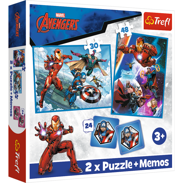 Puzzle - 2w1 + memos - Bohaterowie w akcji / Disney Marvel The Avengers Trefl  93333