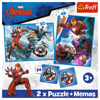 Puzzle - 2w1 + memos - Bohaterowie w akcji / Disney Marvel The Avengers Trefl  93333