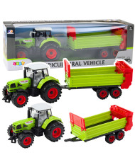 Traktor Z Przyczepką Napęd Frykcyjny Otwierana Maska Drzwi Zielony