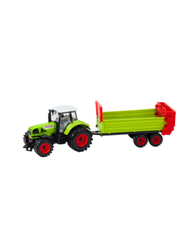 Traktor Z Przyczepką Napęd Frykcyjny Otwierana Maska Drzwi Zielony