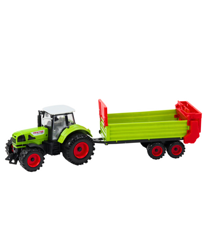 Traktor Z Przyczepką Napęd Frykcyjny Otwierana Maska Drzwi Zielony
