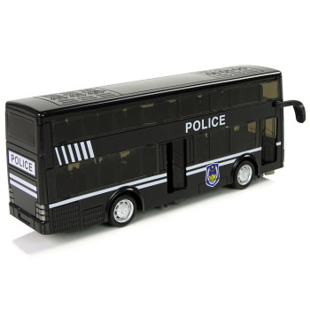 Autobus Policyjny Dwupiętrowy Czarny z Napędem Frykcyjnym