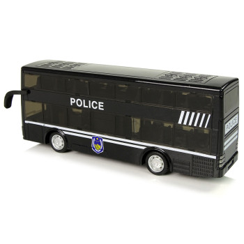 Autobus Policyjny Dwupiętrowy Czarny z Napędem Frykcyjnym