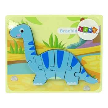 Drewniane Puzzle Dinozaur Brachiosaur Niebieski
